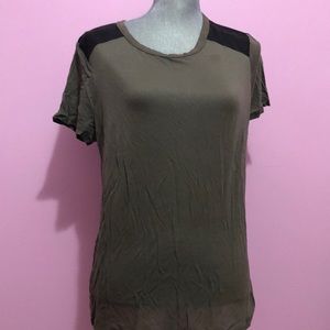 Top with leather shoulders